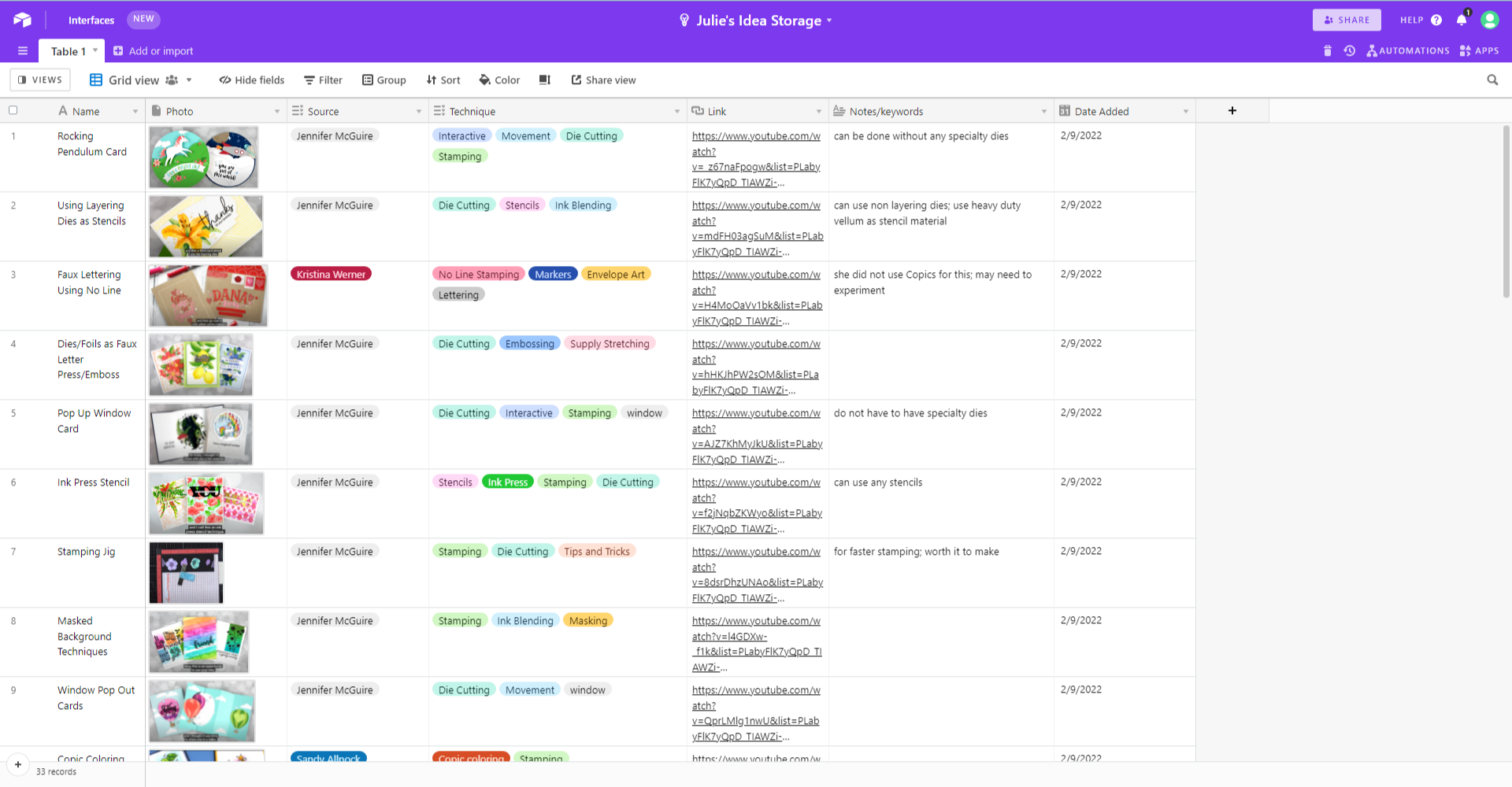 Using Airtable to Inventory Your Stamps Cricketleg Creative
